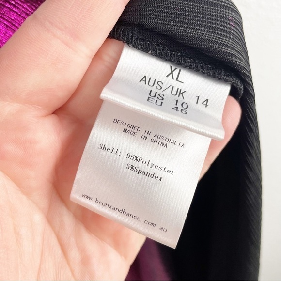 Bronx and Banco Goddess Metallic Maxi Dress Fuchsia Pink XL Formal Evening - Picture 7 of 9